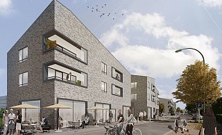 Der Entwurf für die Neubebauung der Kolpingstraße stammt von dem Architekturbüro Kottmair aus Köln. Es hatte den Wettbewerb im September 2019 für sich entschieden. - Kottmair