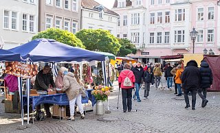 Verglichen mit früheren Herbstmärkten ist auf dem Gänsemarkt mehr Platz als in den Vorjahren. Die Pro Herford hatte nach der Übernahme der Marktorganisation allerdings auch nur zwei Monate Zeit dafür. - Ralf Bittner