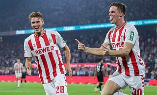 Kölns Marius Bülter bejubelt sein Tor zum 2:0. - Revierfoto/dpa