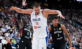 Bei der EM der größte deutsche Rivale: Serbien mit Nikola Jokic. - Sven Hoppe/dpa