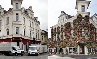 Links: Das Schiller, wie es heute aussieht, rechts eine Montage, wie es einmal aussehen könnte. - Frank-Michael Kiel-Steinkamp