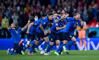 Italien spielt am Sonntag im Finale in Wembley um den EM-Titel. - Laurence Griffiths/Pool Getty/AP/dpa