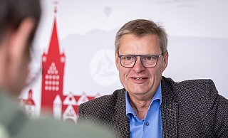 PBSV-Oberst Bernd Zengerling äußert sich Gespräch in der Redaktion zu aktuellen Themen, die die Paderborner Schützen bewegen. - Niklas Tüns