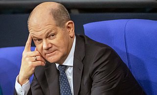 Bundeskanzler Olaf Scholz im Bundestag. - Michael Kappeler/dpa