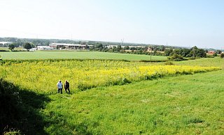 Landwirt Hartmut Fischer und Prof. Helmut Stephan Diedrich haben oberhalb der Bundesstraße ein Refugium für Insekten und andere Tiere geschaffen. - Rolf Uhlemeier