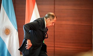 Russlands Außenminister Sergei Lawrow in Neu Delhi. - Kay Nietfeld/dpa