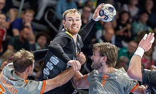 Welthandballer Mathias Gidsel war einmal mehr beste Werfer der Füchse. (Archivbild) - Andreas Gora/dpa