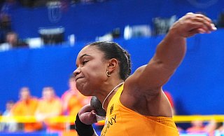 Yemisi Ogunleye überzeugte im Finale und holte eine Medaille. - Peter Dejong/AP/dpa