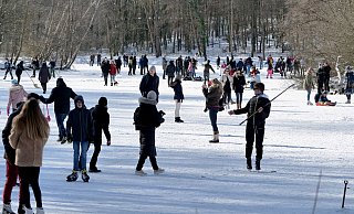 Eislaufvergnügen auf dem Kahnteich der Paderborner Fischteiche. - Ralph Meyer