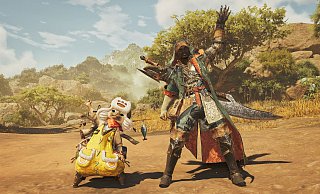 Neben den Seikret sind die Palicoes die anderen Companions, die uns unterstützen. Palicos sind trotz ihres niedlichen Auftretens starke Kampf-Kumpanen. Sie können auch sogar Waffen tragen. - Capcom