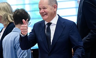 Bundeskanzler Scholz wünscht der deutschen Nationalmannschaft bei der Frauen-WM viel Glück. - Bernd von Jutrczenka/dpa