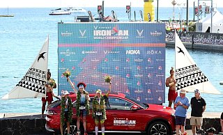 Anne Haug (l) wurde hinter Lucy Charles-Barclay (M.) Zweite. Auf Rang drei kam Laura Philipp. - Christian Petersen/Getty Images for IRONMAN/dpa
