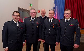 Führungswechsel im Förderverein: (v. l.) Patrick Falkenrich, Thomas Westhof, Hans Georg Liemke, Udo Plaßhenrich und Sebastian Lienen. - Ralph Meyer