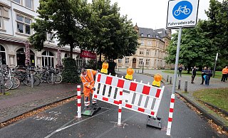 Hatte 2021 für viel Verdruss bei Kaufleuten und auswärtigen Besuchern gesorgt: Die zeitweise Sperrung des Waldhofs in Bielefeld. - Wolfgang Rudolf