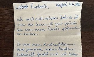 Der Brief aus der Flaschenpost war vermutlich etwas mehr als zwei Jahre in der Nordsee unterwegs. - Privat