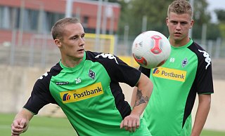 Sven Michel (l.) kickte von Januar 2013 bis Januar 2014 für die U23 von Borussia Mönchengladbach. Zu seinen Teamkollegen zählte Maik Odenthal (hinten r.). - Imago Sportfotodienst