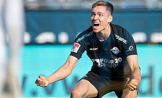 So jubelte SCP-Stürmer Filip Bilbija beim Hinspiel in Braunschweig über seinen Treffer zum 3:1-Endstand. - picture alliance/dpa