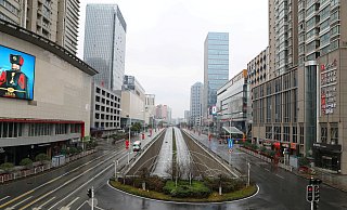 Menschenleere Straßen in Wuhan. Die Bevölkerung steht unter Hausarrest. - Reuters