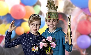 Das neue Kinderprinzenpaar Conner Kruse, der kreative Weltraumstürmer und Emelie Meinersmann, der Wirbelwind. - STKG