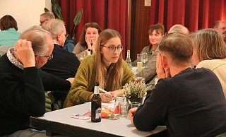 Bei einigen Fragen kann man die Köpfe der Ratefüchse förmlich rauchen sehen. Es wird gegrübelt, gerätselt und im besten Fall die korrekte Antwort hingeschrieben. - Anthea Moschner