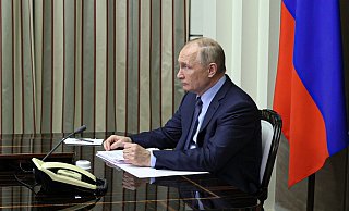 Russlands Präsident Putin Anfang Dezember während eines Videogesprächs mit US-Präsident Biden. - Foto: Mikhail Metzel/Pool Sputnik Kremlin/AP/dpa