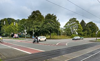 So sieht die Kreuzung aktuell aus. Rechts ist die Voltmannstraße. - Andreas Zobe