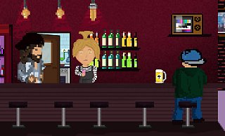Im Spiel sieht alles aus wie in der Bar. Selbst die Inhaber Benjamin Stücke (v. l.) und Katharina Friesen sind hinter dem Tresen zu erkennen. - Plan B