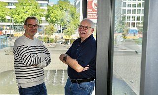Gerd-Jürgen Rieckmann-Kreye (r.) ist mit 82 Jahren der älteste Teilnehmer der Sommergespräche mit NW-Redakteur Stefan Brams. - Peter Unger