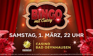 „Bingo mit Cassy" ist eine mitreißende Mischung aus Gameshow, Party und unvergesslichem Entertainment. - Merkur Casino Bad Oeynhausen