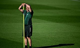Bundestrainer Christian Wück beim Abschlusstraining in Basel - Sebastian Christoph Gollnow/dpa