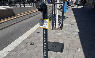 Kurz nach der Inbetriebnahme wieder außer Betrieb: Trinkwasserspender in Bielefeld. - Laura Bernard