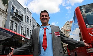 Bürgermeisterkandidat Stefan Kannegießer möchte das Bus-Chaos am Alten Markt entzerren. - Jan-Henrik Gerdener
