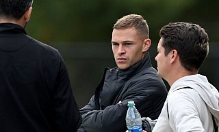 Fehlte wegen einer leichten Erkältung beim Training der DFB-Auswahl: Joshua Kimmich. - Federico Gambarini/dpa
