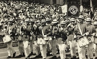 Beim Finale des Europazuges spielen 1968 Musiker der belgischen Gemeinde Oostrozebeek auf. - NW-Fotoarchiv