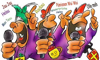 Anhand der Karnevalsrufe sind die Narren im Kreis ihrem Heimatort gut zuzuordnen. - Heinrich Schwarze-Blanke