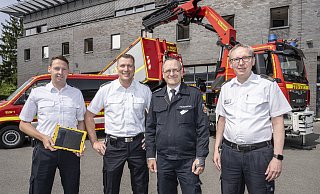 Max Rempe (v.l.), Gordon Majewski, Jens Husemann und Carsten Kroll stellen den Jahresbericht 2024 vor. - Jörg Dieckmann