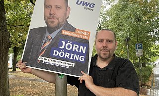 Jörn Döring, Bürgermeister-Kandidat der UWG in Bünde, lässt diesen Vorfall nicht auf sich sitzen. - Natalie Gottwald