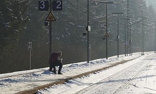 So wie hier im Kreis Höxter sah es in der vergangenen Woche an vielen Bahnsteigen in OWL aus: Nichts ging mehr auf den eingeschneiten Gleisen. - Jessica Eberle