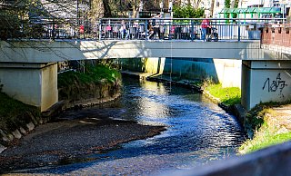 Während die Menschen heute auf der Radewiger Brücke das Leben genießen, kämpften vor rund 250 Jahren Frauen unter der Brücke um ihr Leben. - Moritz Trinsch