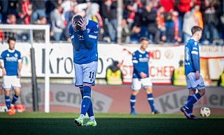 Für Neuzugang Joel Grodowski und Arminia Bielefeld war es ein misslungener Nachmittag. Die Heimpartie gegen Rot-Weiss Essen endete 1:2. - Sarah Jonek