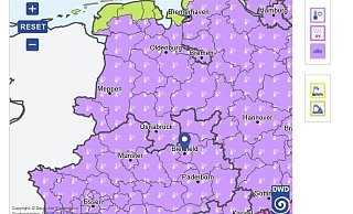 Auch für Bielefeld hat der Deutsche Wetterdienst am Sonntag, 22. Juni, eine Hitzewarnung herausgegeben und warnt vor hoher UV-Strahlung. - Screenshot: www.dwd.de/ Bearbeiterin: cpa (22.6.2025, 11:30 Uhr)