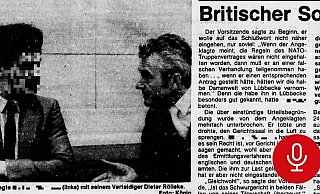Der britische Soldat Richard S. wird 1985 vor dem Landgericht Bielefeld schuldig gesprochen, den Mord an Sabine R. begangen zu haben. - Archiv Neue Westfälische