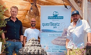 Markus Finger (v. l.), Marcus Stiera und Alexander Hundt laden zu Quer/Beatz am See ein. - Privat Markus Finger (v. l.), Marcus Stiera und Alexander Hundt laden zu Quer/Beatz am See ein. - Privat