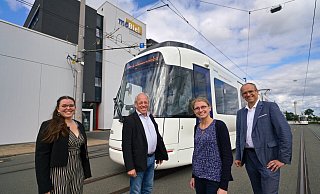 MoBiel-Planer und Oberbürgermeister: Léa Gauthier (v. l.), Pit Clausen, Kristina Busch und Martin Uekmann. - Peter Unger