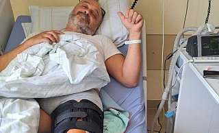 Domenico Gentili nach seiner Knie-Operation im Bielefelder Krankenhaus. - Privat