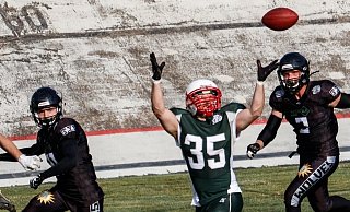 Ball fangen und ab zum Touchdown: Die Bielefeld Bulldogs wollten Samstag spielen, doch Donnerstagabend sagte der Gegner ab. Foto: Bulldogs - Bulldogs