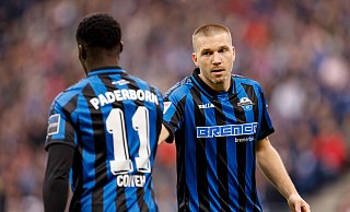 Robert Leipertz ist mit elf Saisontreffern der erfolgreichste SCP-Torschütze der vergangenen Zweitliga-Saison. Letztmals netzte der 30-Jährige allerdings schon am 11. Februar ein. Teamkollege Sirlord Conteh (l.) bringt es auf sechs Tore. - picture alliance