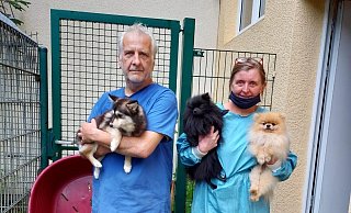 Martin Lück (ehrenamtlicher Mitarbeiter) und Tierheim-Leiterin Karin Keuter haben sich in den vergangenen Tagen um die beschlagnahmten Hunde gekümmert. - Tierschutzverein Paderborn