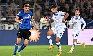 Benjamin Kanuric (l.) hat sich gegen eine Zukunft bei Arminia Bielefeld entschieden. - IMAGO/Ulrich Hufnagel