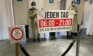 In der Diskothek Go Parc können sich Bürgerinnen und Bürger mit einem Schnelltest auf das Coronavirus testen lassen. - Sven Kohrs